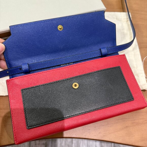 Marni Trunk Wallet with Crossbody Chain Blue/Red/Black - Picture 2 of 12